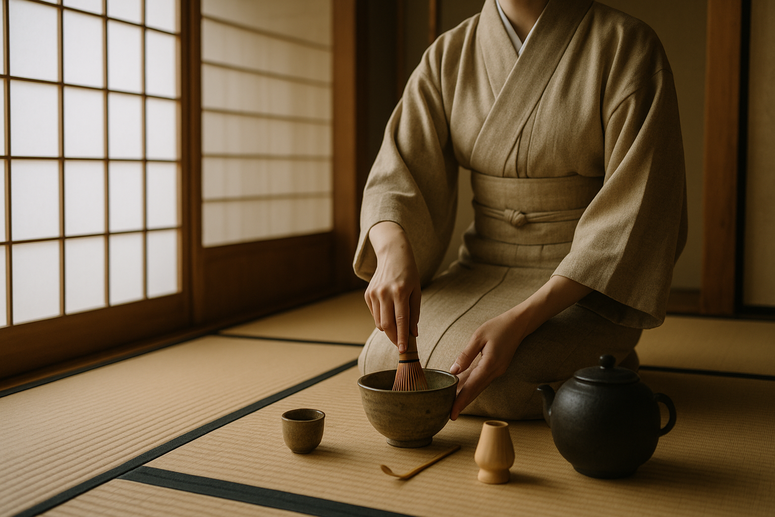Matcha ceremony in traditional setting