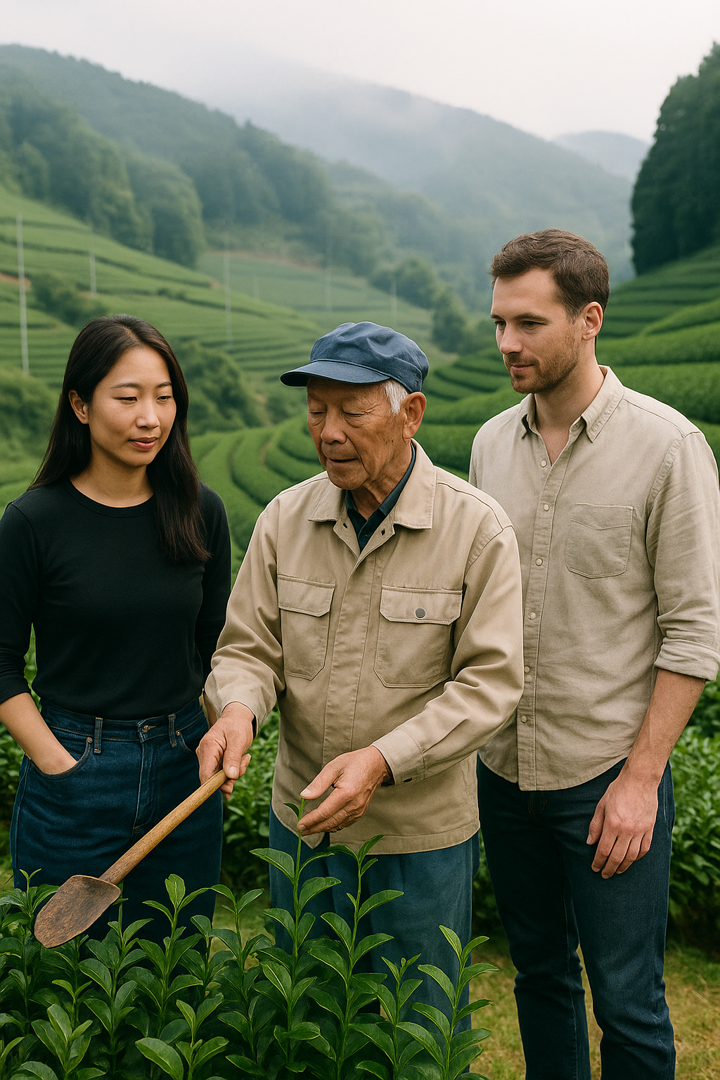 Founders visiting matcha farms in Japan